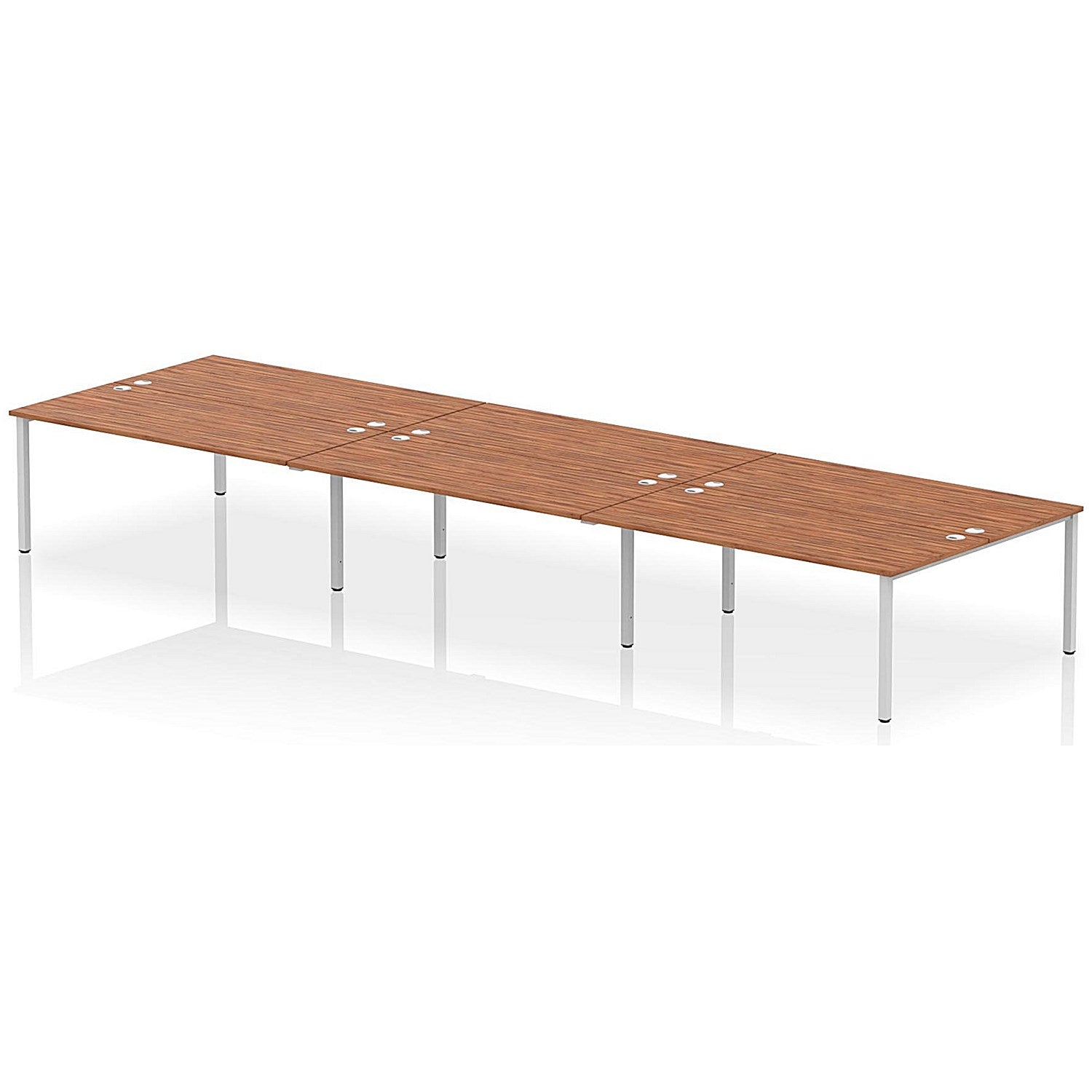 Impulse Bench B2B 6 Person 1800 Silver Frame Office Bench Desk Walnut Easy2Order : IB00416