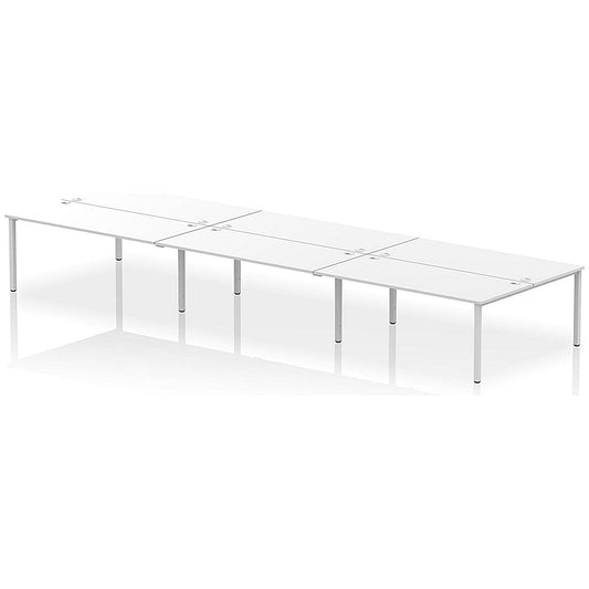 Impulse Bench B2B 6 Person 1800 Silver Frame Office Bench Desk White Easy2Order : IB00417