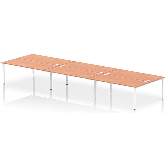 Impulse Bench B2B 6 Person 1800 White Frame Office Bench Desk Beech Easy2Order : IB00418