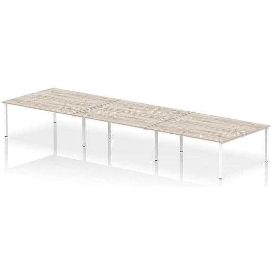 Impulse Bench B2B 6 Person 1800 White Frame Office Bench Desk Grey Oak Easy2Order : IB00419