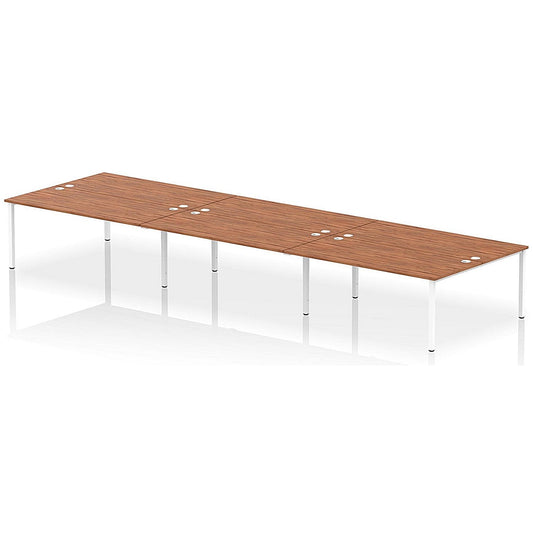 Impulse Bench B2B 6 Person 1800 White Frame Office Bench Desk Walnut Easy2Order : IB00422