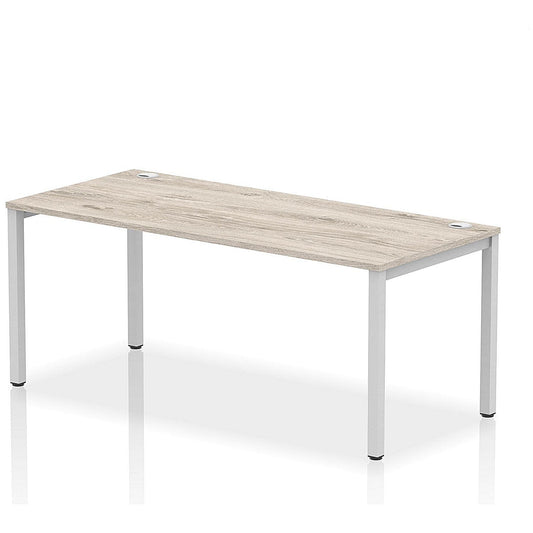 Impulse Bench Single Row 1800 Silver Frame Office Bench Desk Grey Oak Easy2Order : IB00437