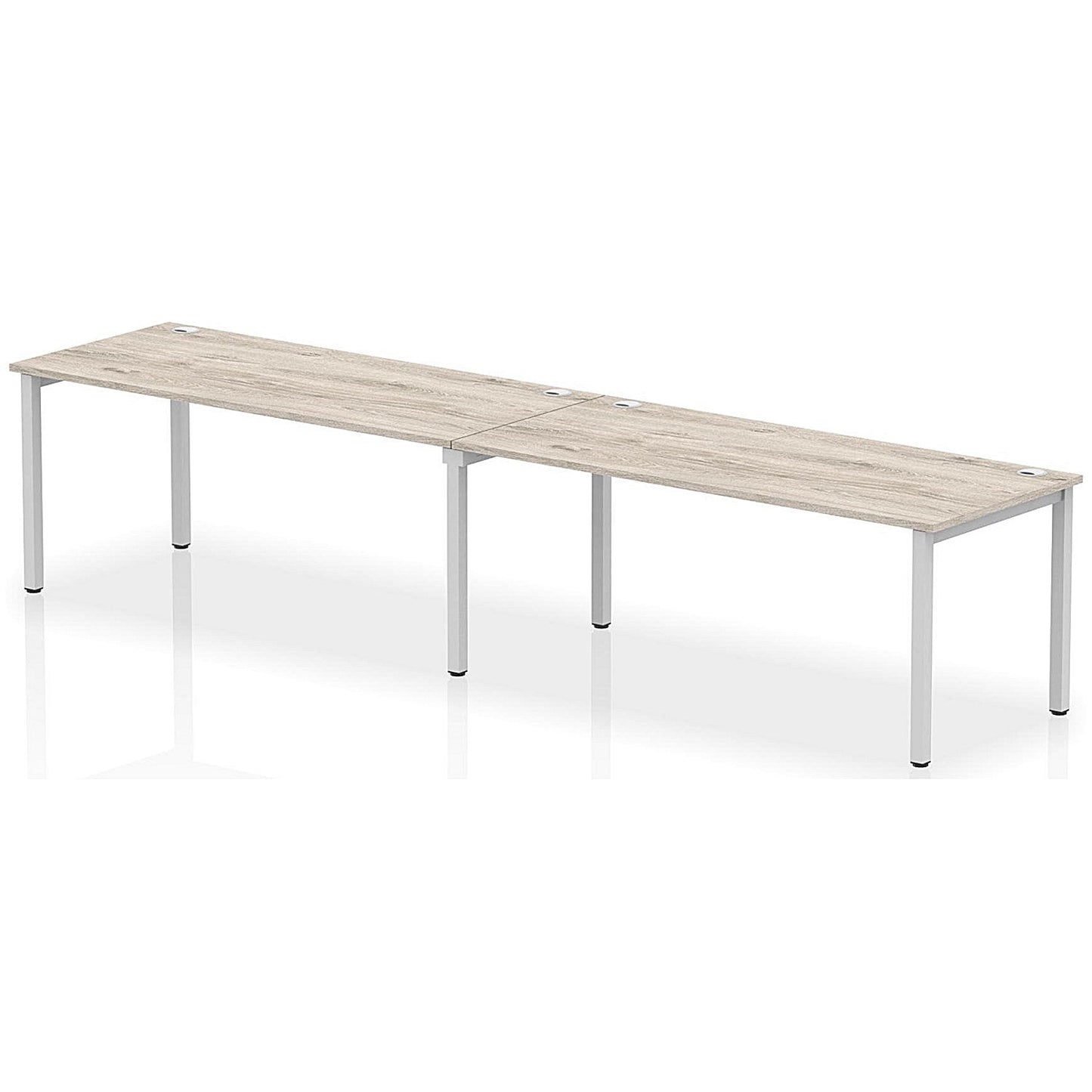 Impulse Bench Single Row 2 Person 1800 Silver Frame Office Bench Desk Grey Oak Easy2Order : IB00449