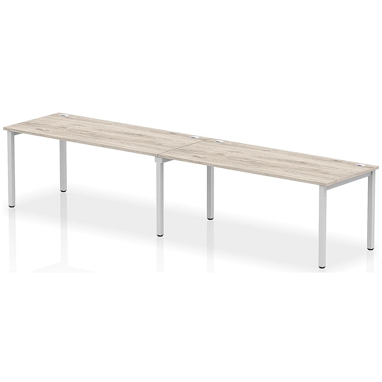 Impulse Bench Single Row 2 Person 1800 Silver Frame Office Bench Desk Grey Oak Easy2Order : IB00449