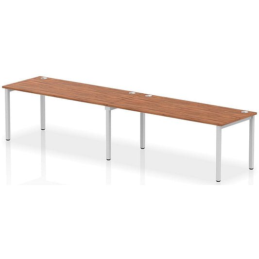 Impulse Bench Single Row 2 Person 1800 Silver Frame Office Bench Desk Walnut Easy2Order : IB00452