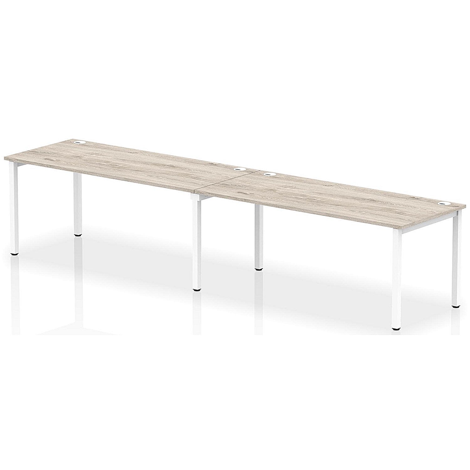 Impulse Bench Single Row 2 Person 1800 White Frame Office Bench Desk Grey Oak Easy2Order : IB00455