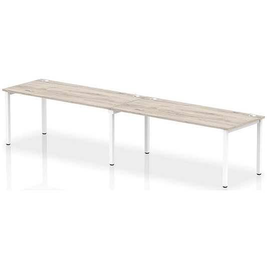 Impulse Bench Single Row 2 Person 1800 White Frame Office Bench Desk Grey Oak Easy2Order : IB00455