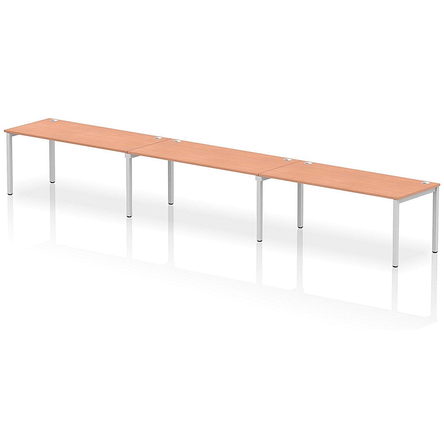 Impulse Bench Single Row 3 Person 1800 Silver Frame Office Bench Desk Beech Easy2Order : IB00460