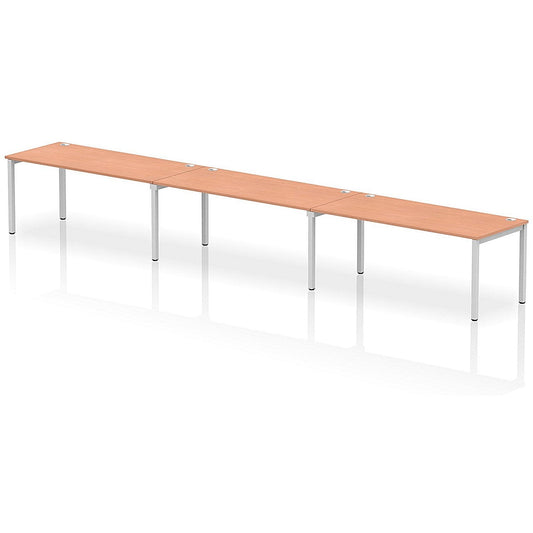 Impulse Bench Single Row 3 Person 1800 Silver Frame Office Bench Desk Beech Easy2Order : IB00460