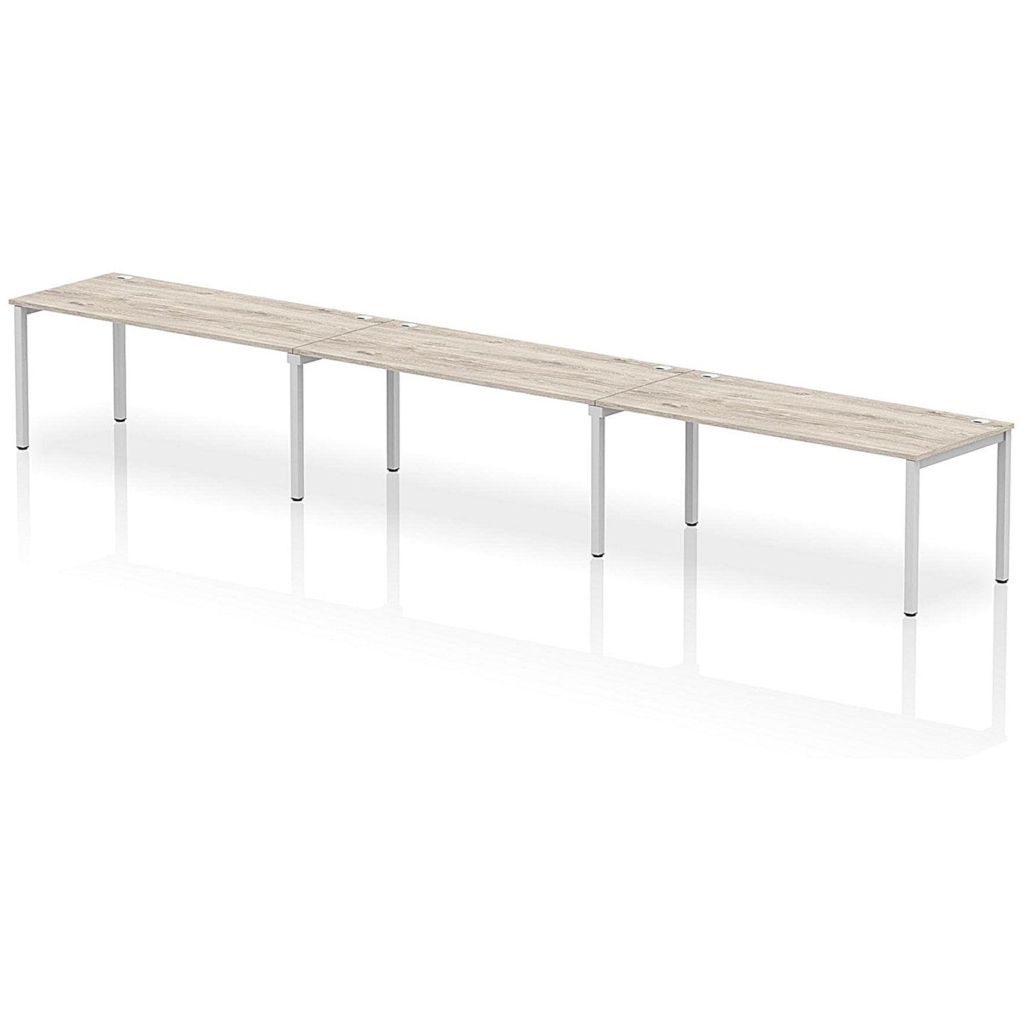Impulse Bench Single Row 3 Person 1800 Silver Frame Office Bench Desk Grey Oak Easy2Order : IB00461