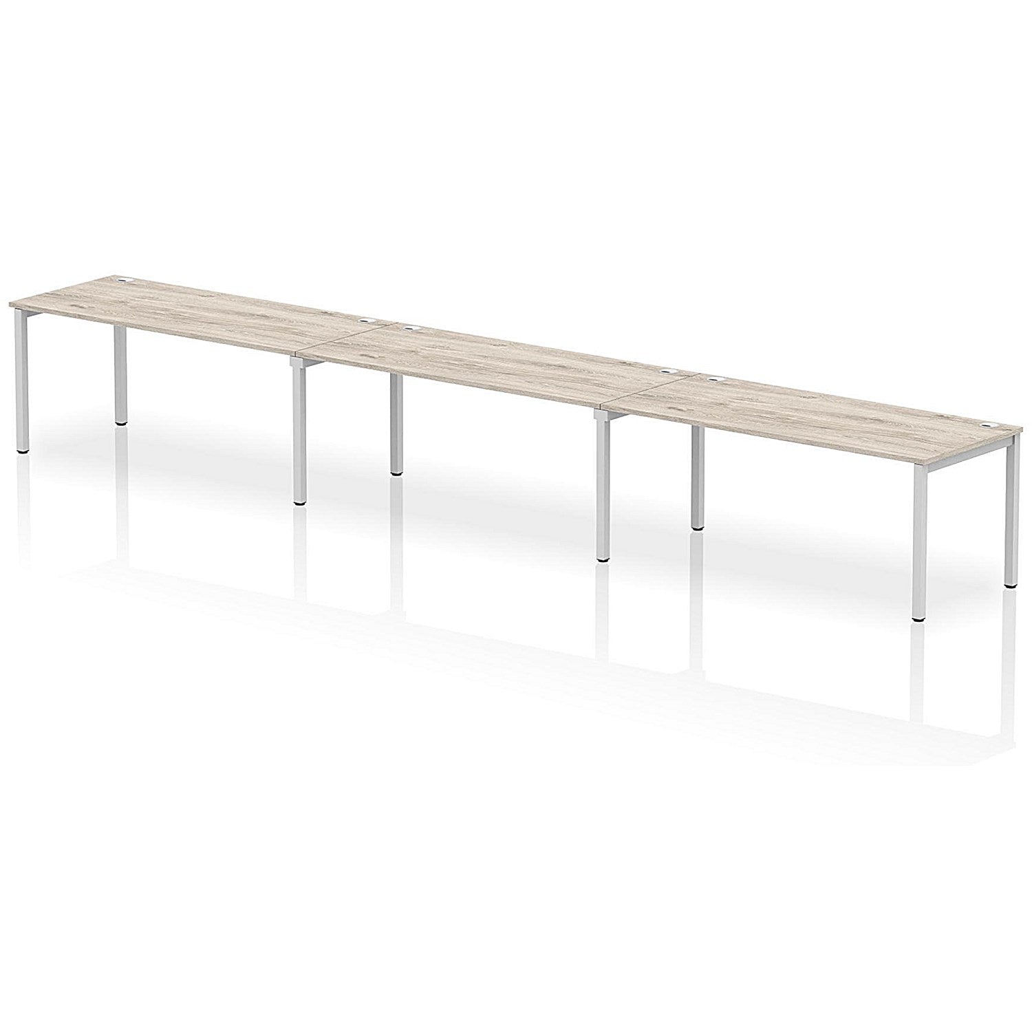 Impulse Bench Single Row 3 Person 1800 Silver Frame Office Bench Desk Grey Oak Easy2Order : IB00461