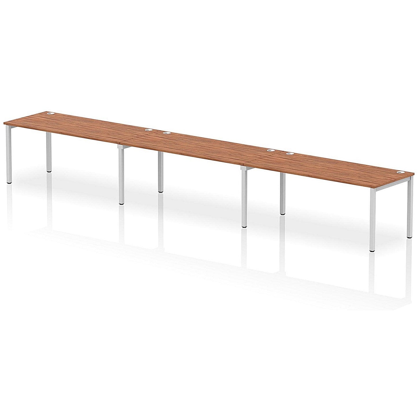 Impulse Bench Single Row 3 Person 1800 Silver Frame Office Bench Desk Walnut Easy2Order : IB00464