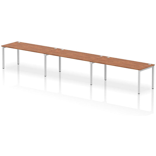 Impulse Bench Single Row 3 Person 1800 Silver Frame Office Bench Desk Walnut Easy2Order : IB00464