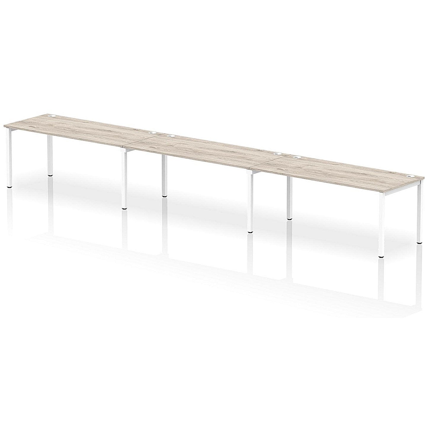 Impulse Bench Single Row 3 Person 1800 White Frame Office Bench Desk Grey Oak Easy2Order : IB00467