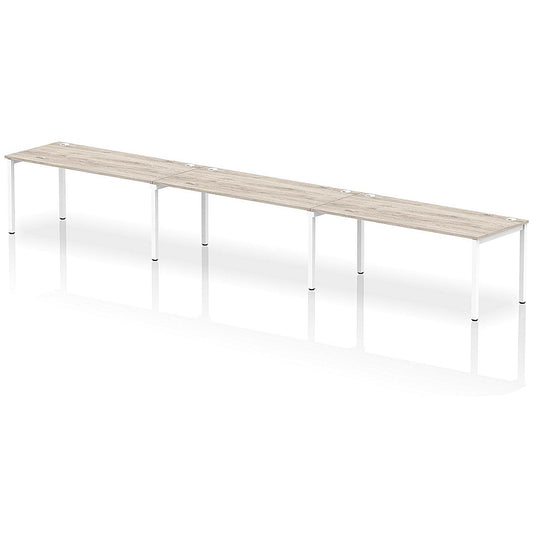 Impulse Bench Single Row 3 Person 1800 White Frame Office Bench Desk Grey Oak Easy2Order : IB00467