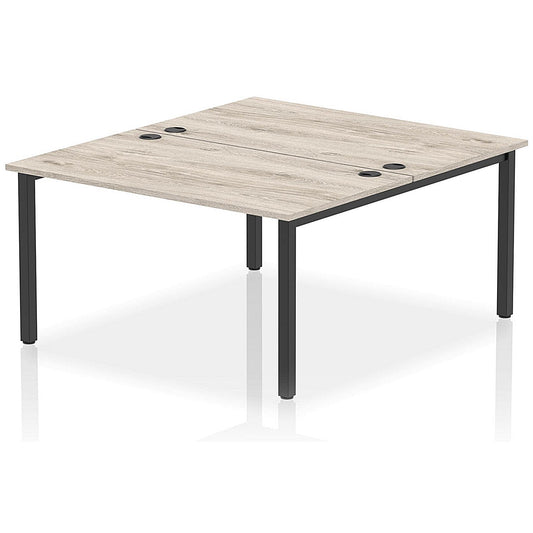 Impulse Bench B2B 2 Person 1400 Black Frame Office Bench Desk Grey Oak Easy2Order : IB00497