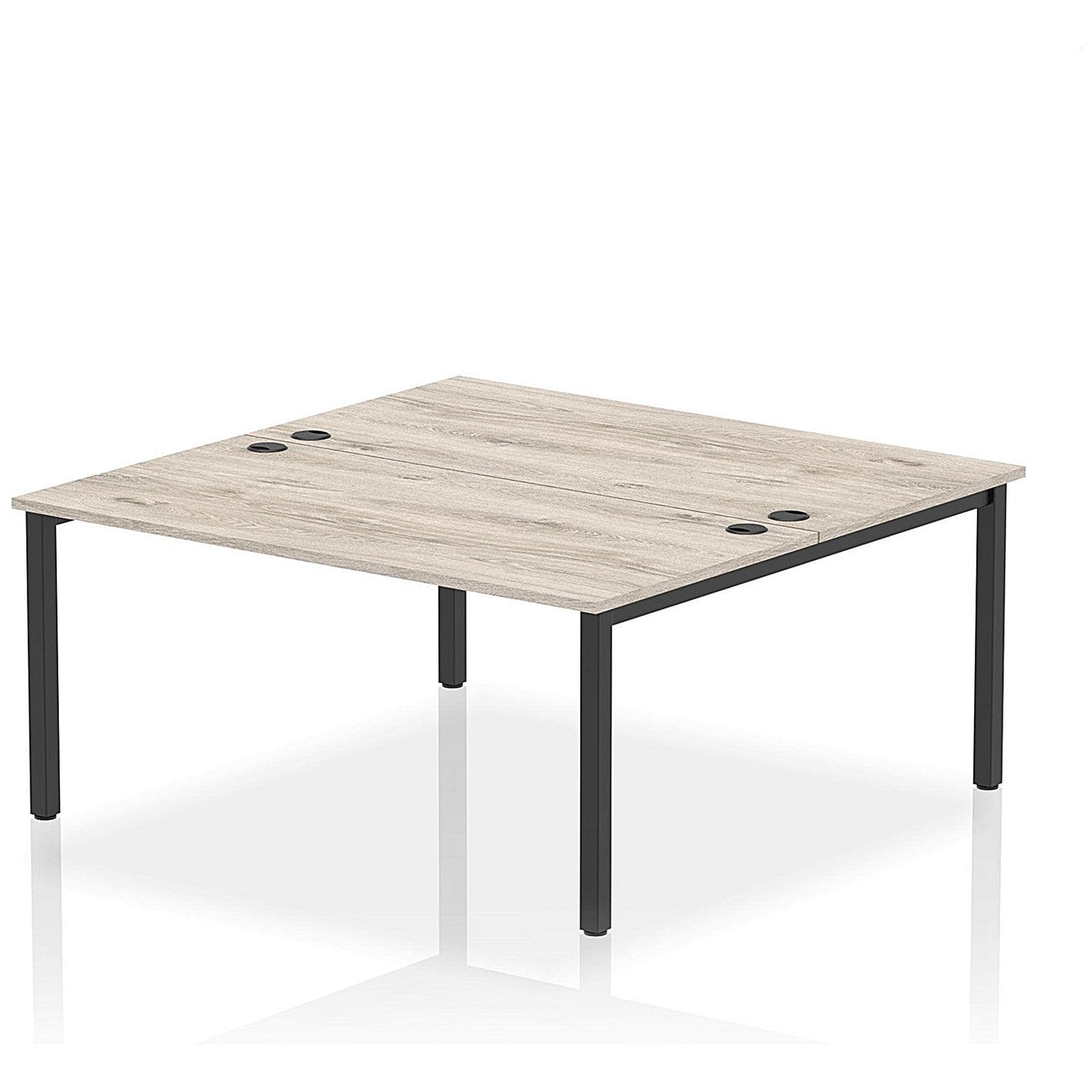 Impulse Bench B2B 2 Person 1600 Black Frame Office Bench Desk Grey Oak Easy2Order : IB00506