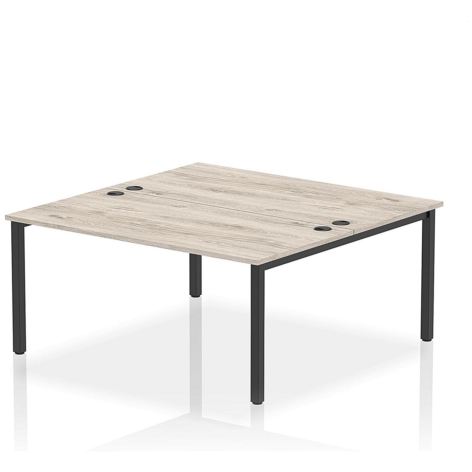 Impulse Bench B2B 2 Person 1600 Black Frame Office Bench Desk Grey Oak Easy2Order : IB00506