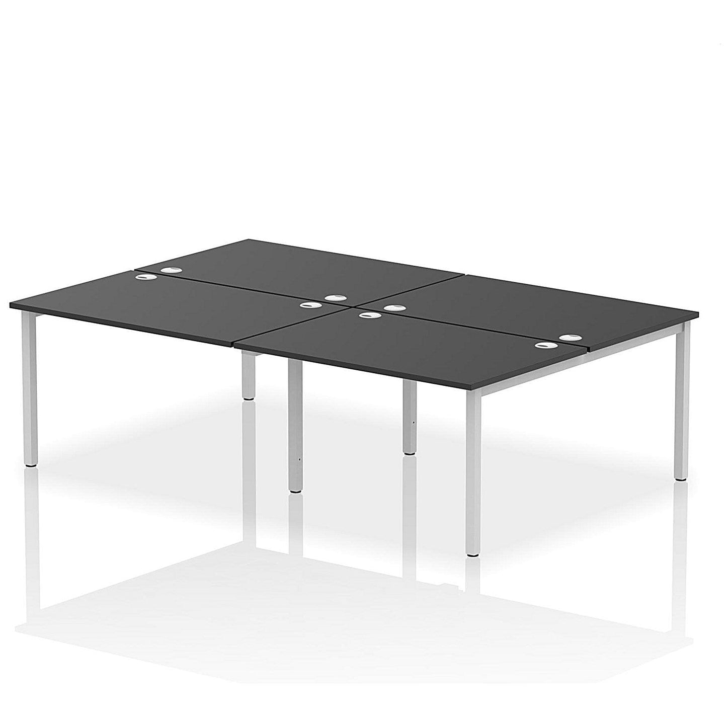 Impulse Bench B2B 4 Person 1200 Silver Frame Office Bench Desk Black Easy2Order : IB00522