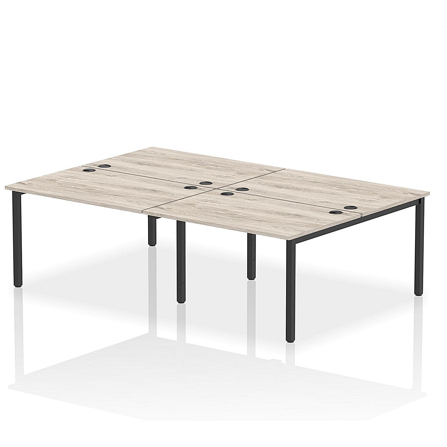 Impulse Bench B2B 4 Person 1200 Black Frame Office Bench Desk Grey Oak Easy2Order : IB00524