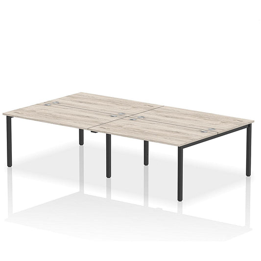Impulse Bench B2B 4 Person 1400 Black Frame Office Bench Desk Grey Oak Easy2Order : IB00533