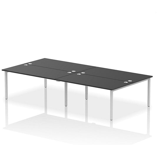 Impulse Bench B2B 4 Person 1600 Silver Frame Office Bench Desk Black Easy2Order : IB00540