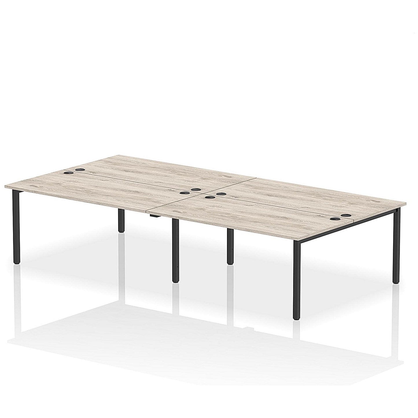 Impulse Bench B2B 4 Person 1600 Black Frame Office Bench Desk Grey Oak Easy2Order : IB00542