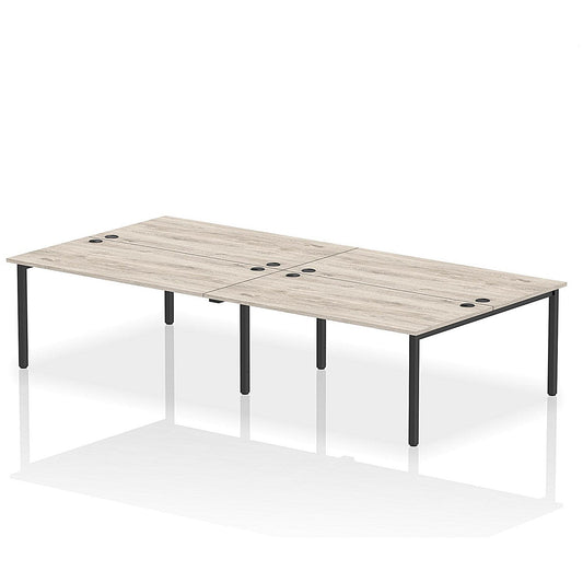 Impulse Bench B2B 4 Person 1600 Black Frame Office Bench Desk Grey Oak Easy2Order : IB00542