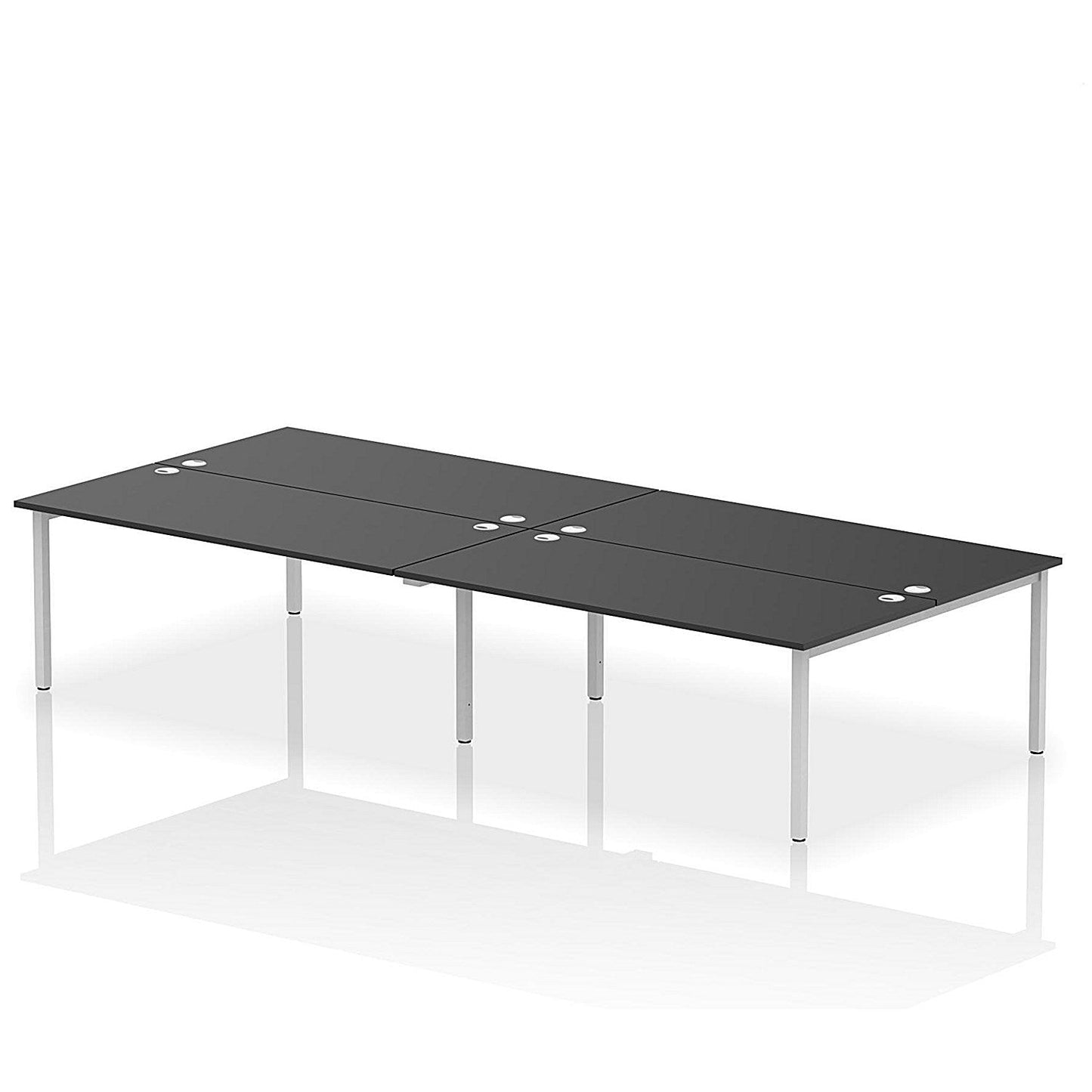 Impulse Bench B2B 4 Person 1800 Silver Frame Office Bench Desk Black Easy2Order : IB00549