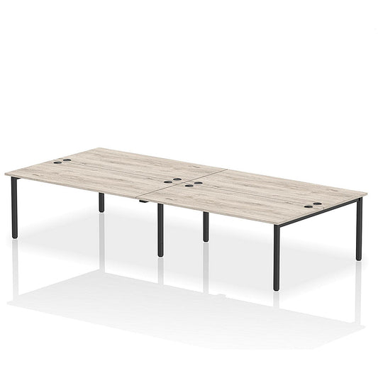 Impulse Bench B2B 4 Person 1800 Black Frame Office Bench Desk Grey Oak Easy2Order : IB00551