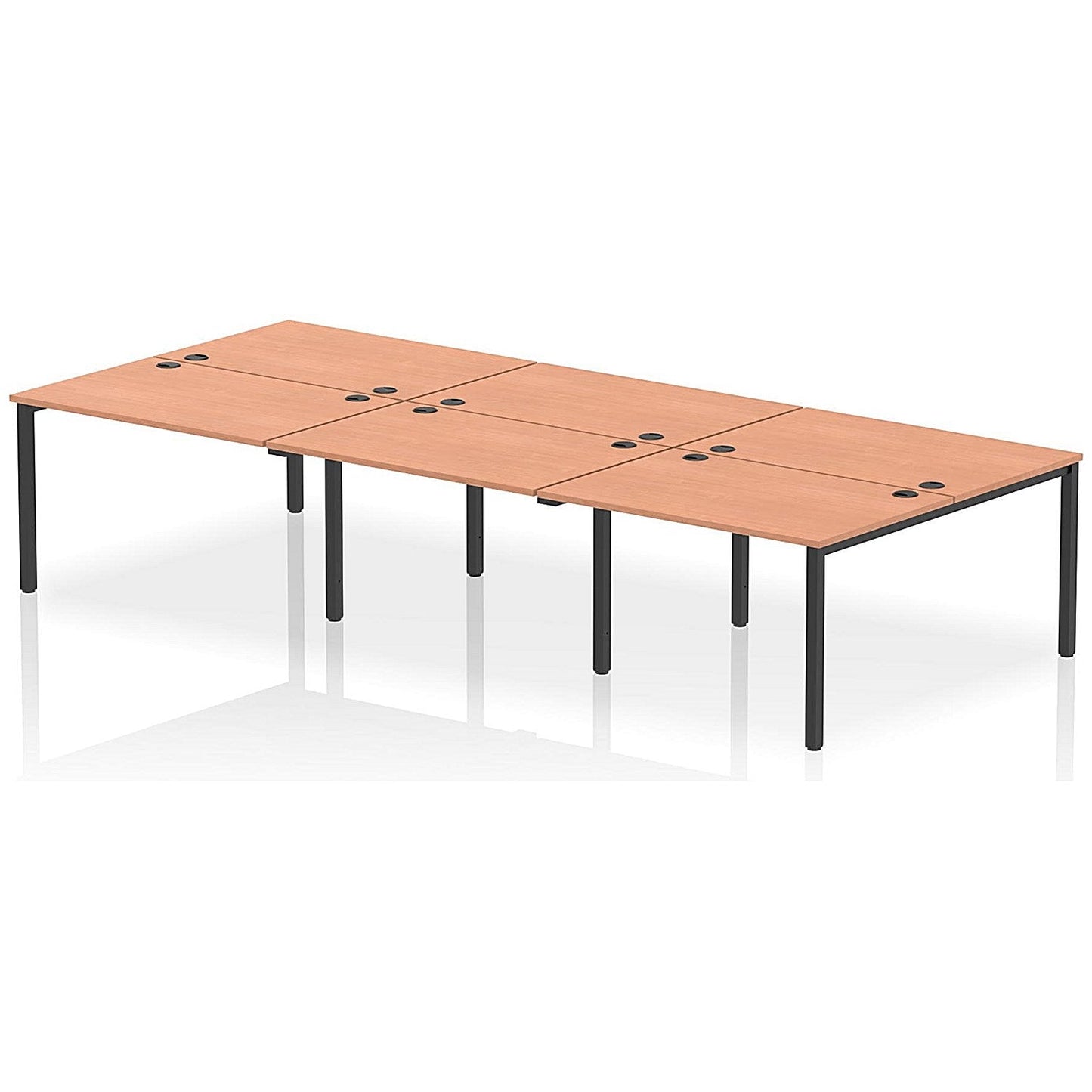 Impulse Bench B2B 6 Person 1200 Black Frame Office Bench Desk Beech Easy2Order : IB00556