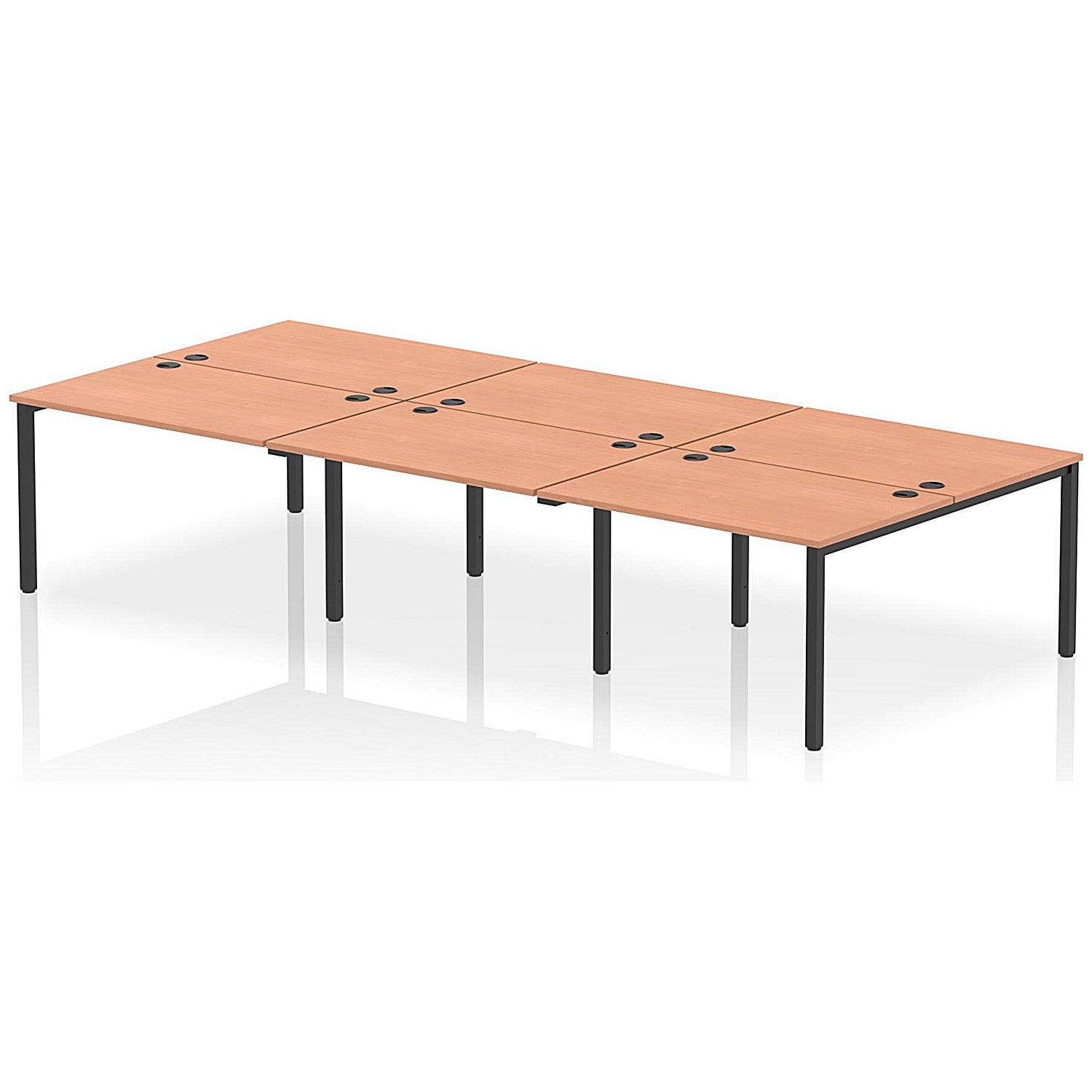 Impulse Bench B2B 6 Person 1200 Black Frame Office Bench Desk Beech Easy2Order : IB00556