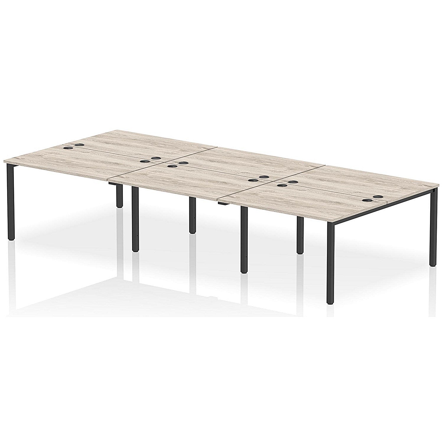 Impulse Bench B2B 6 Person 1200 Black Frame Office Bench Desk Grey Oak Easy2Order : IB00560