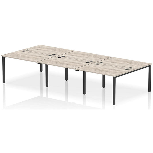 Impulse Bench B2B 6 Person 1200 Black Frame Office Bench Desk Grey Oak Easy2Order : IB00560