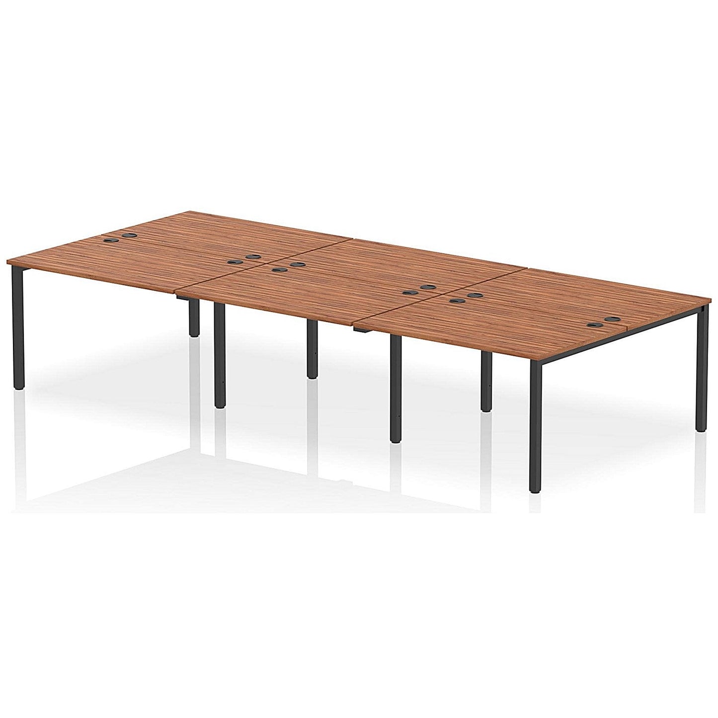 Impulse Bench B2B 6 Person 1200 Black Frame Office Bench Desk Walnut Easy2Order : IB00564