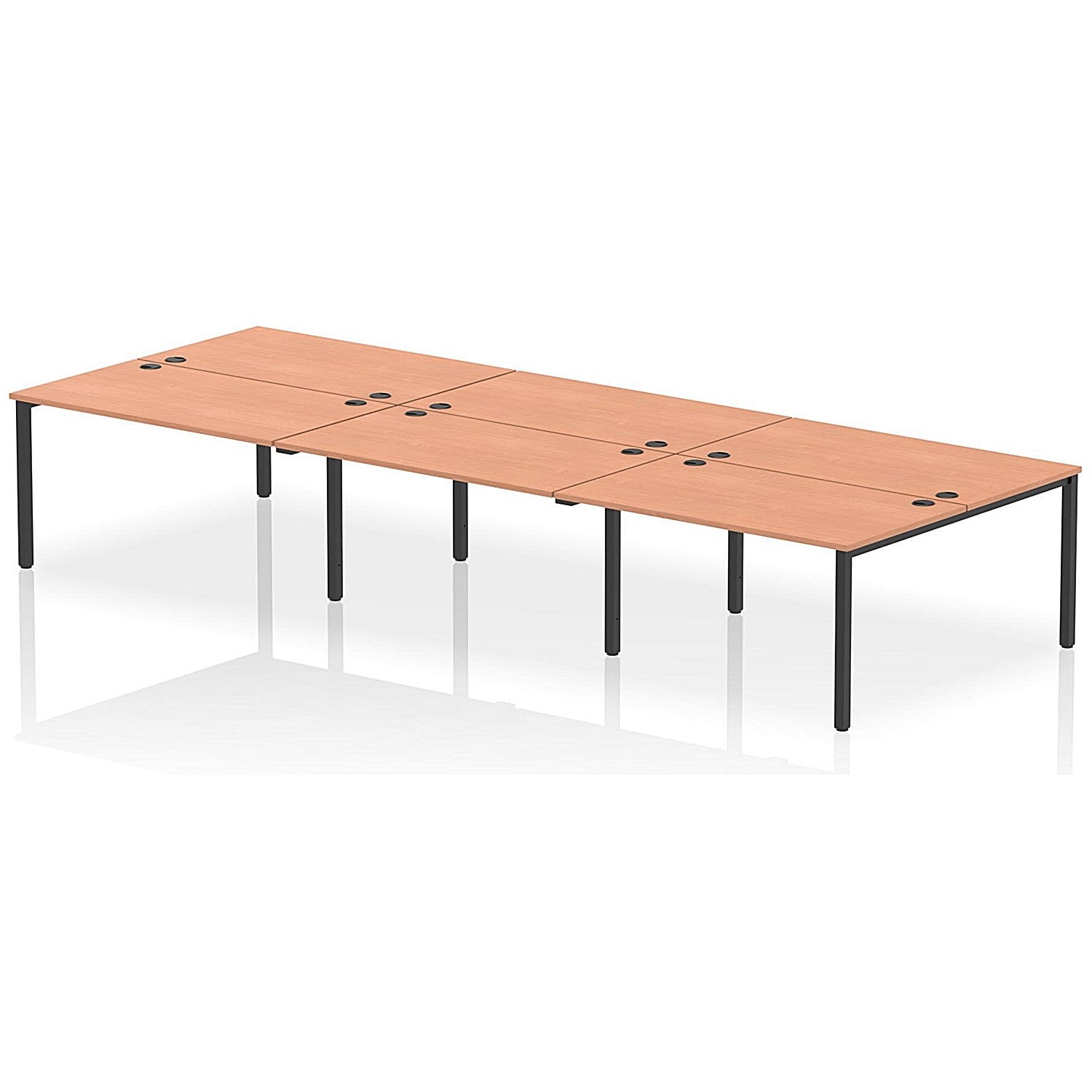 Impulse Bench B2B 6 Person 1400 Black Frame Office Bench Desk Beech Easy2Order : IB00565