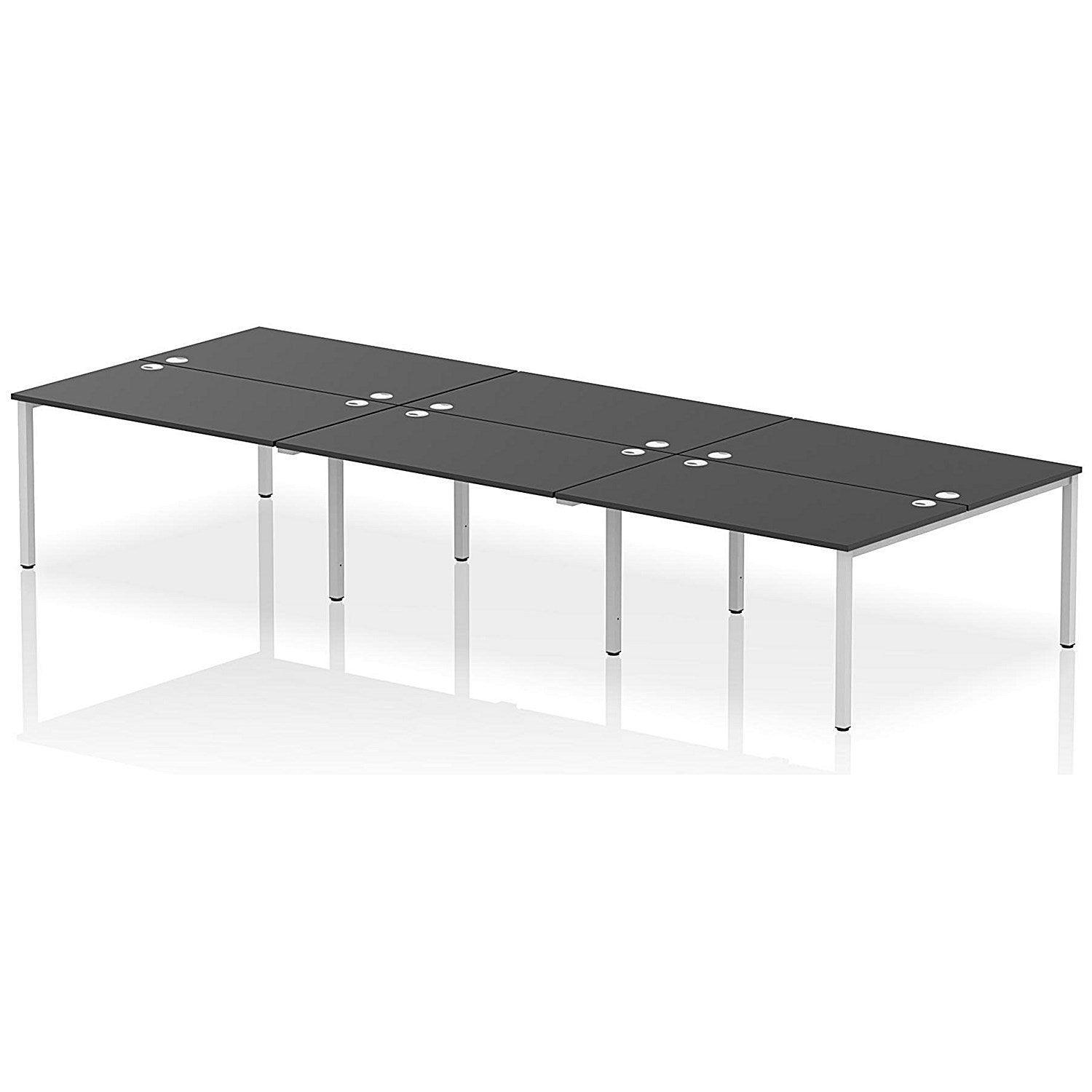 Impulse Bench B2B 6 Person 1400 Silver Frame Office Bench Desk Black Easy2Order : IB00567
