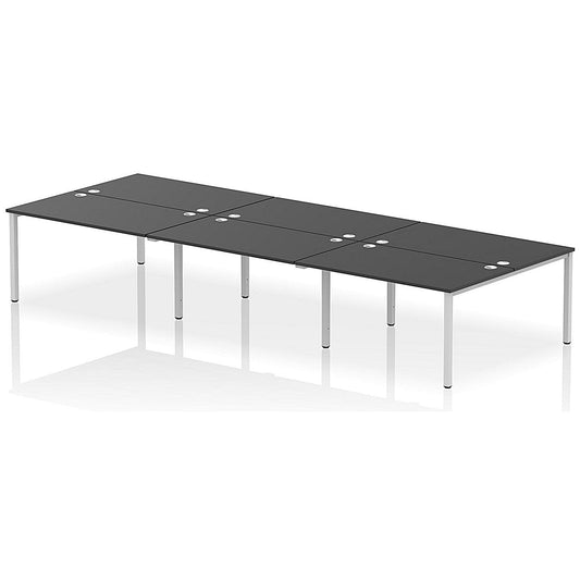 Impulse Bench B2B 6 Person 1400 Silver Frame Office Bench Desk Black Easy2Order : IB00567