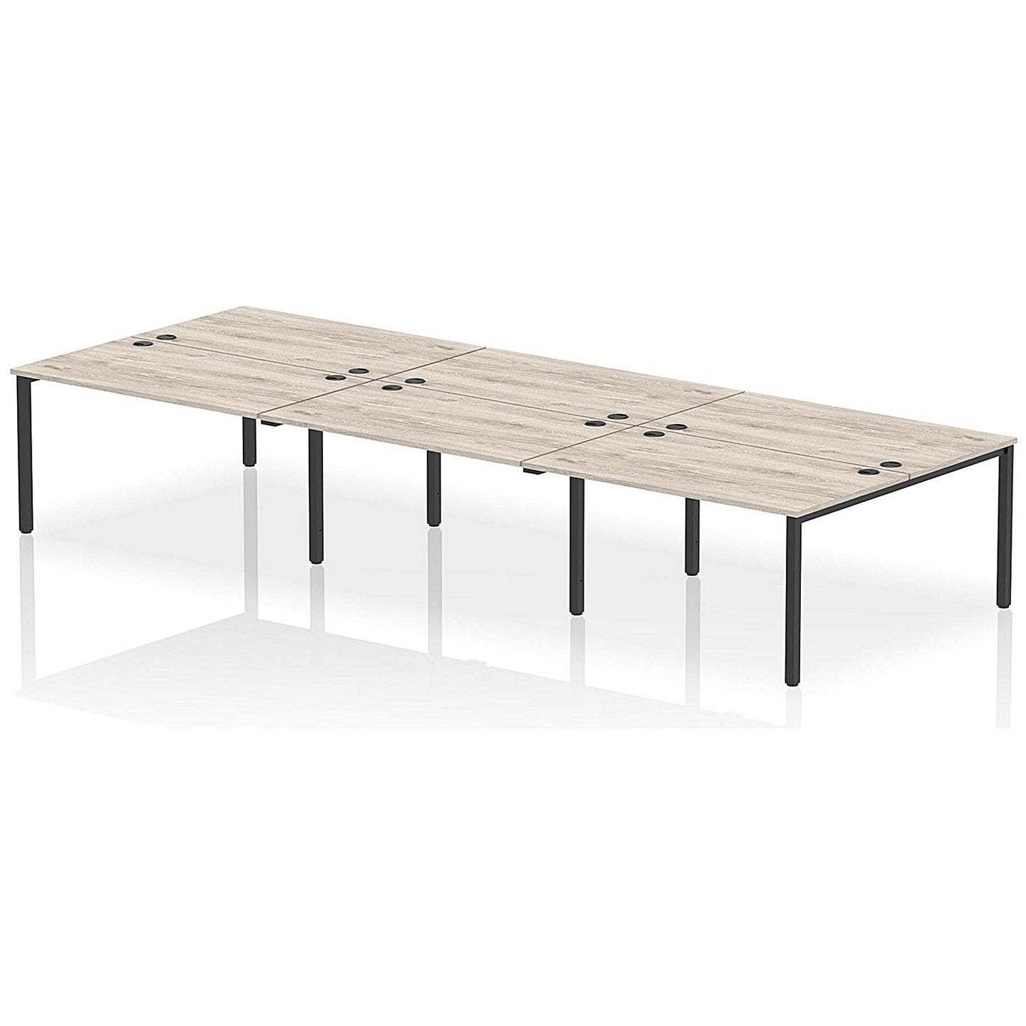 Impulse Bench B2B 6 Person 1400 Black Frame Office Bench Desk Grey Oak Easy2Order : IB00569