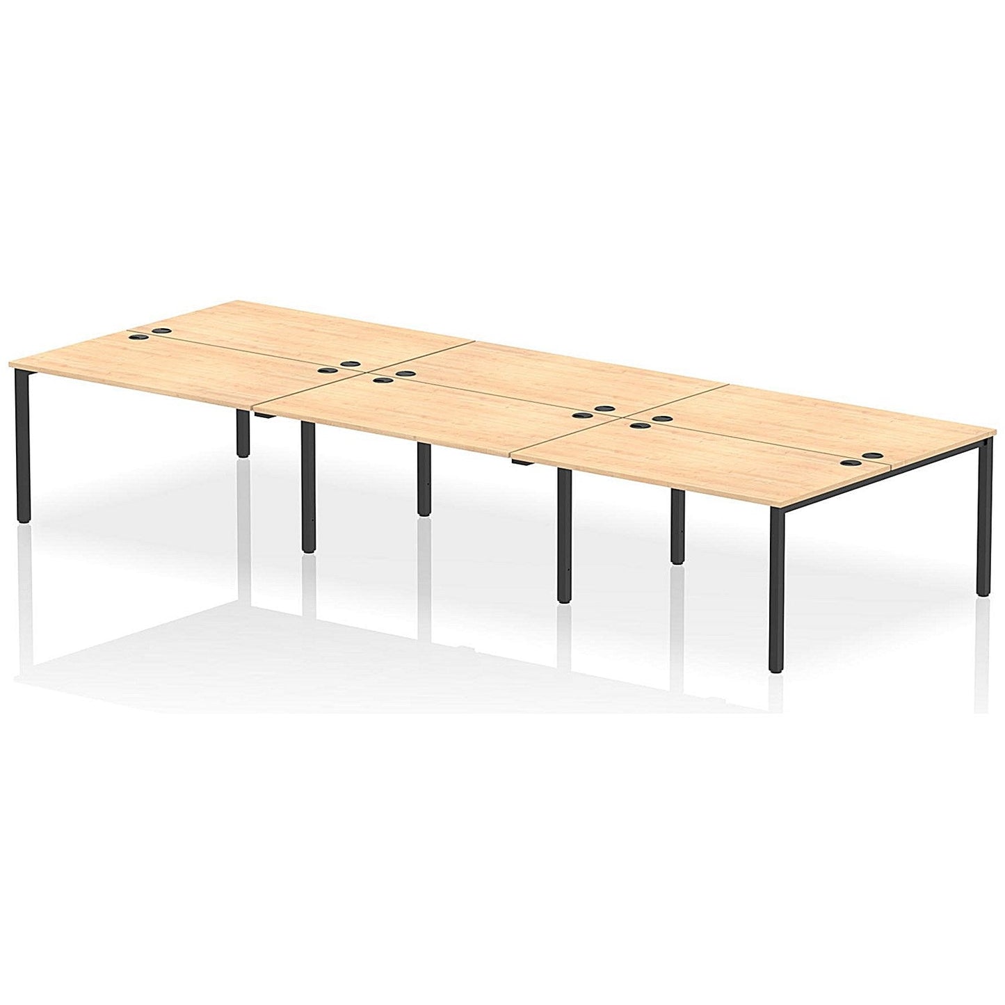 Impulse Bench B2B 6 Person 1400 Black Frame Office Bench Desk Maple Easy2Order : IB00570