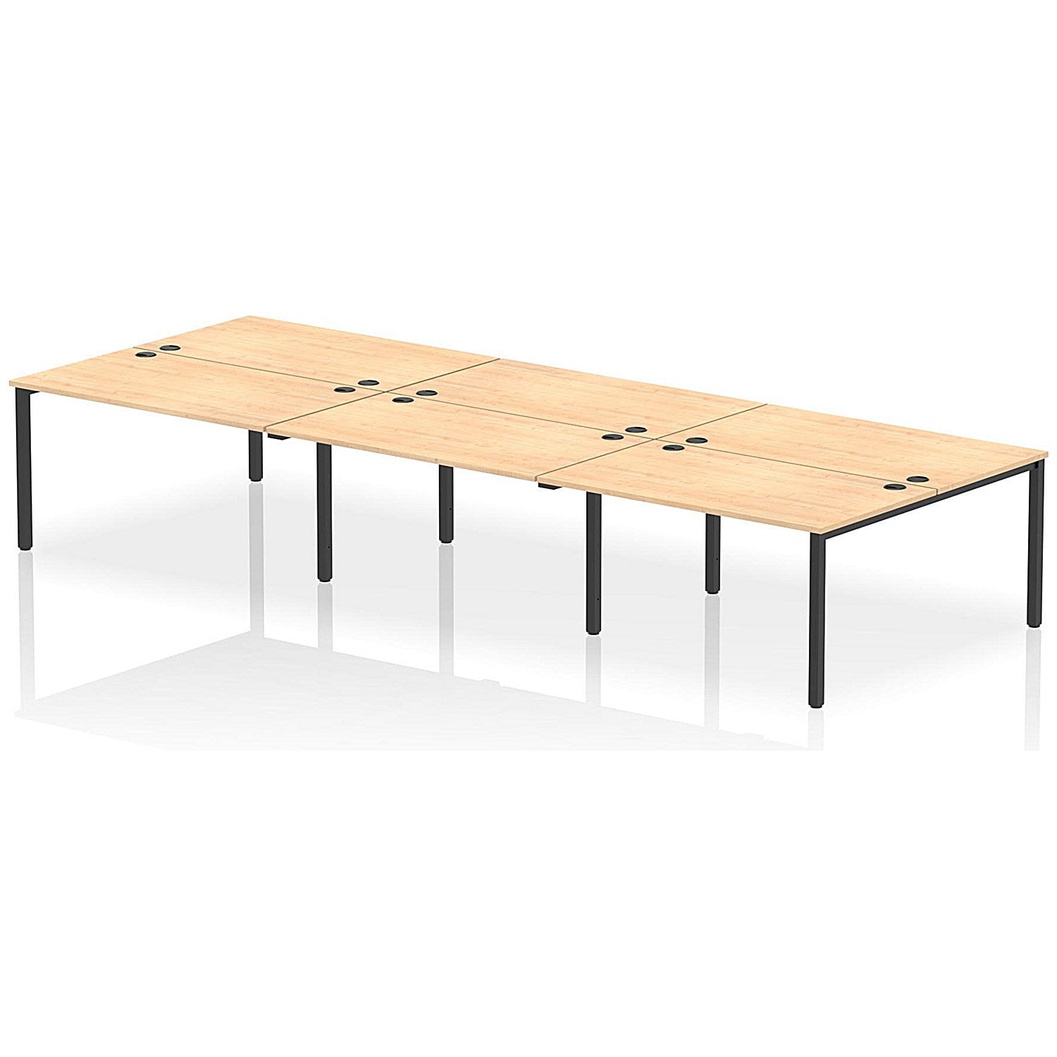 Impulse Bench B2B 6 Person 1400 Black Frame Office Bench Desk Maple Easy2Order : IB00570