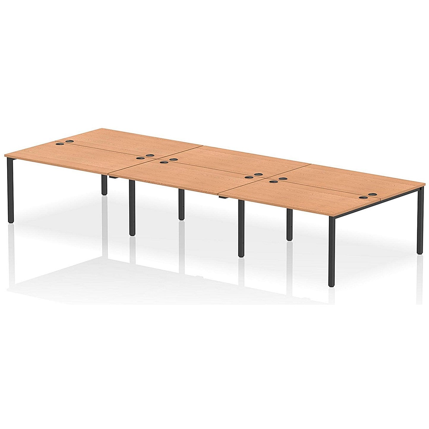 Impulse Bench B2B 6 Person 1400 Black Frame Office Bench Desk Oak Easy2Order : IB00571