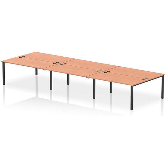 Impulse Bench B2B 6 Person 1600 Black Frame Office Bench Desk Beech Easy2Order : IB00574