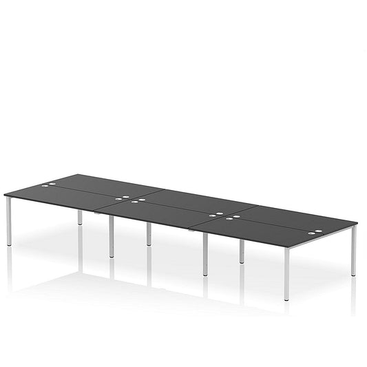 Impulse Bench B2B 6 Person 1600 Silver Frame Office Bench Desk Black Easy2Order : IB00576