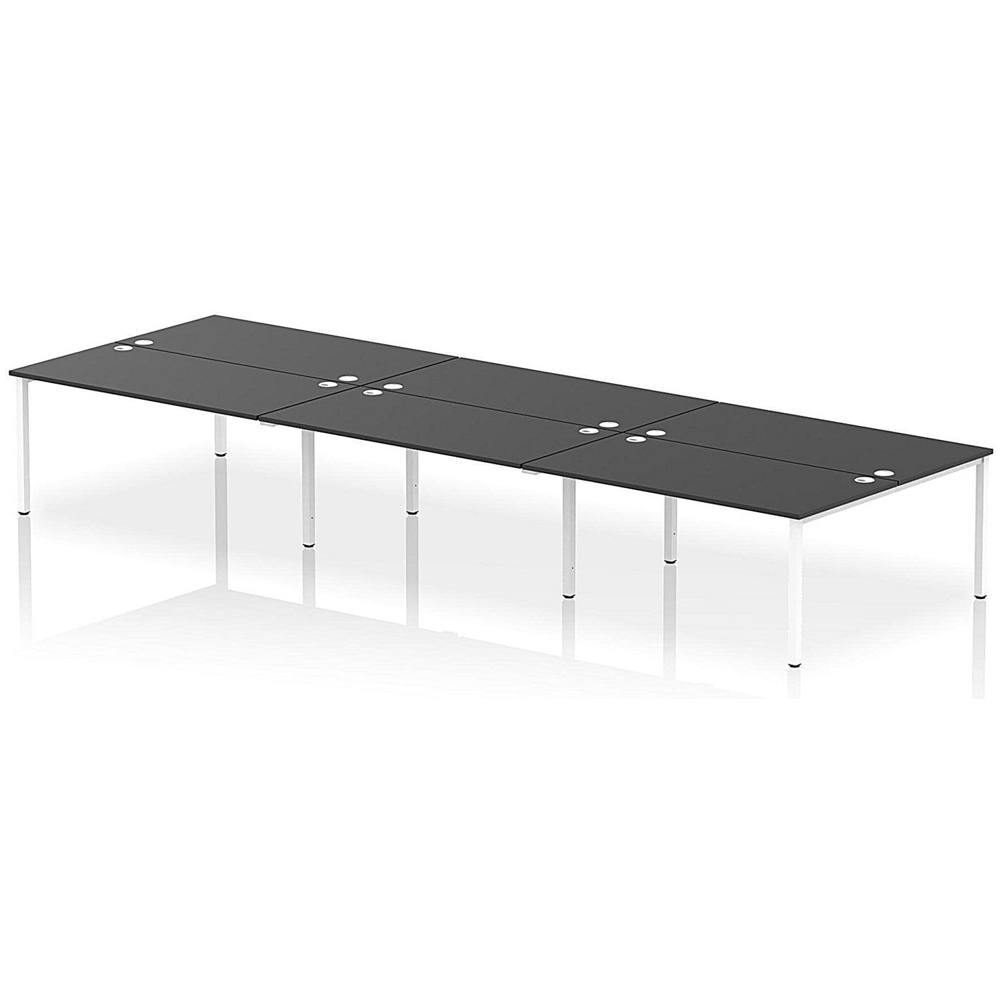 Impulse Bench B2B 6 Person 1600 White Frame Office Bench Desk Black Easy2Order : IB00577