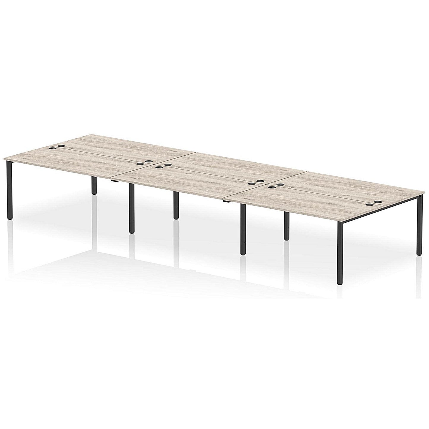Impulse Bench B2B 6 Person 1600 Black Frame Office Bench Desk Grey Oak Easy2Order : IB00578