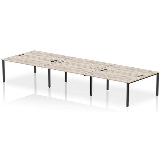 Impulse Bench B2B 6 Person 1600 Black Frame Office Bench Desk Grey Oak Easy2Order : IB00578