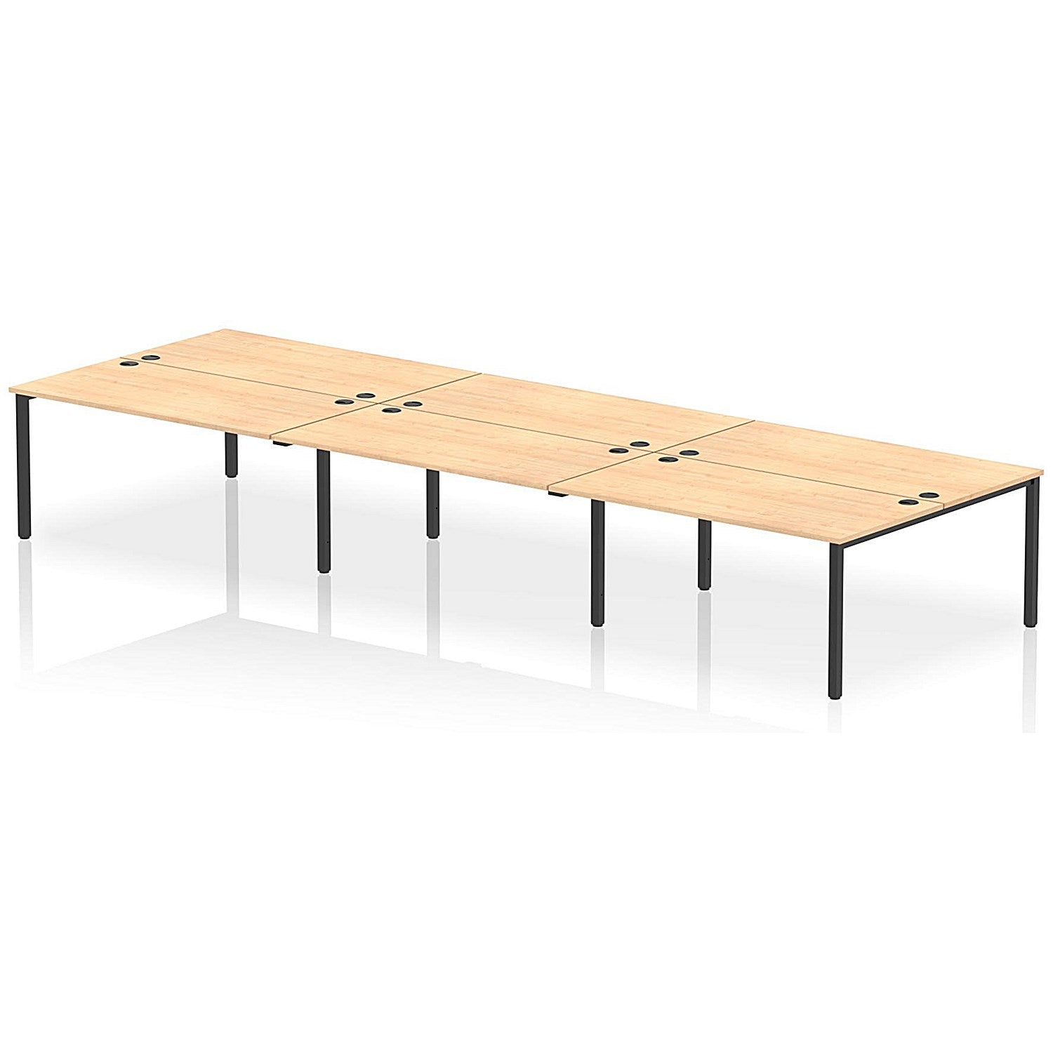 Impulse Bench B2B 6 Person 1600 Black Frame Office Bench Desk Maple Easy2Order : IB00579