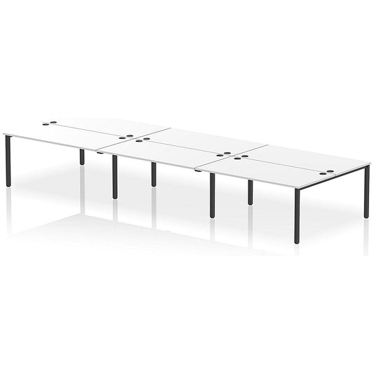 Impulse Bench B2B 6 Person 1600 Black Frame Office Bench Desk White Easy2Order : IB00581