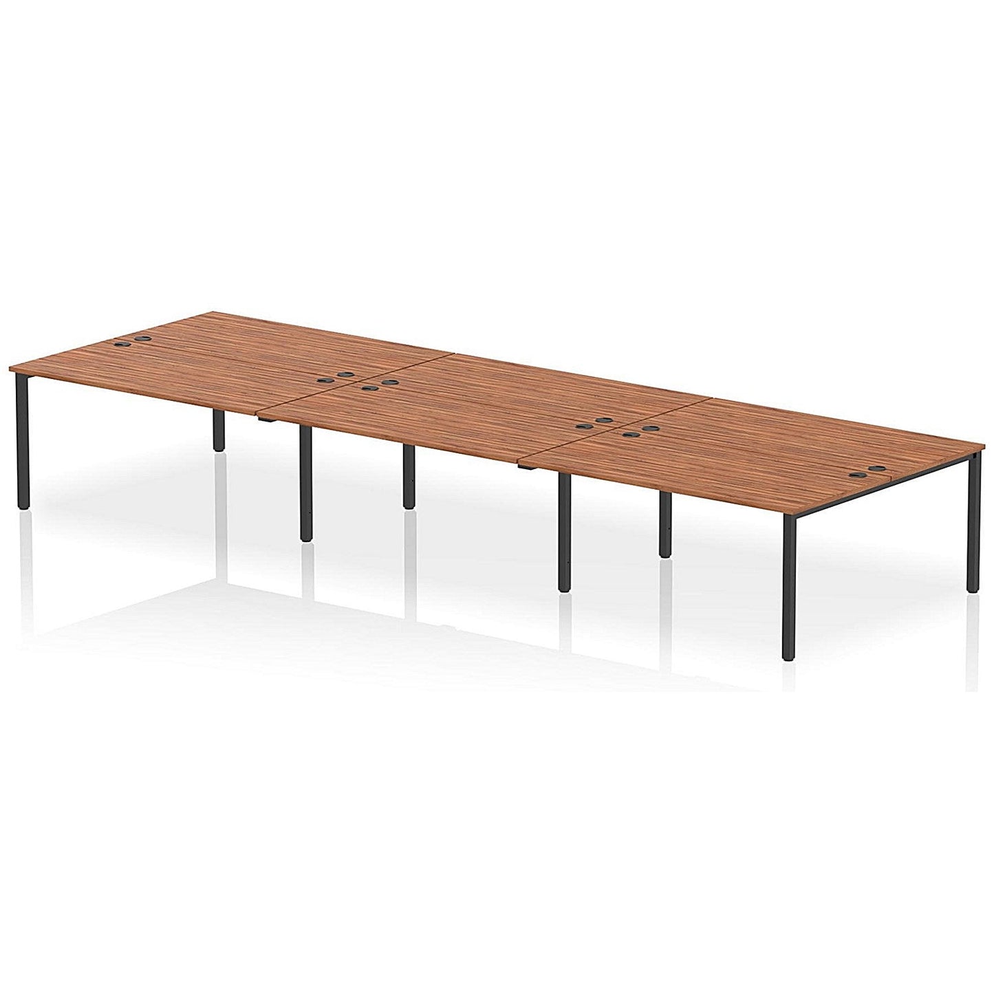 Impulse Bench B2B 6 Person 1600 Black Frame Office Bench Desk Walnut Easy2Order : IB00582